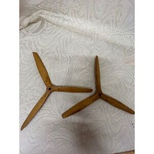 Vintage Hand Carved Wooden 3-Blade Model Airplane Propellers Set of 2 9 Inch #11
